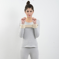Both hands tie a belt approximately